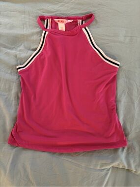 Y2K Kiss Pink Halter Tank Top - Bright Pink